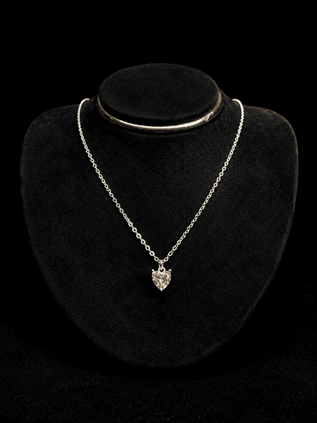 Collar Corazón Circón Punto de Luz Rosa Francia 6x6 plata italiana ley 925