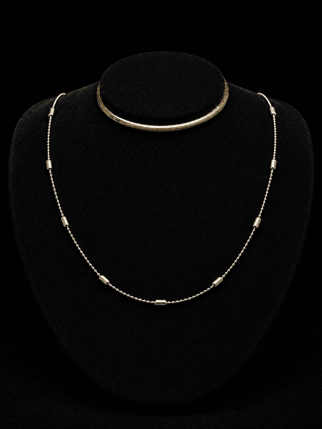 Collar Choker Ajustable Palitos y Esferas plata italiana ley 925