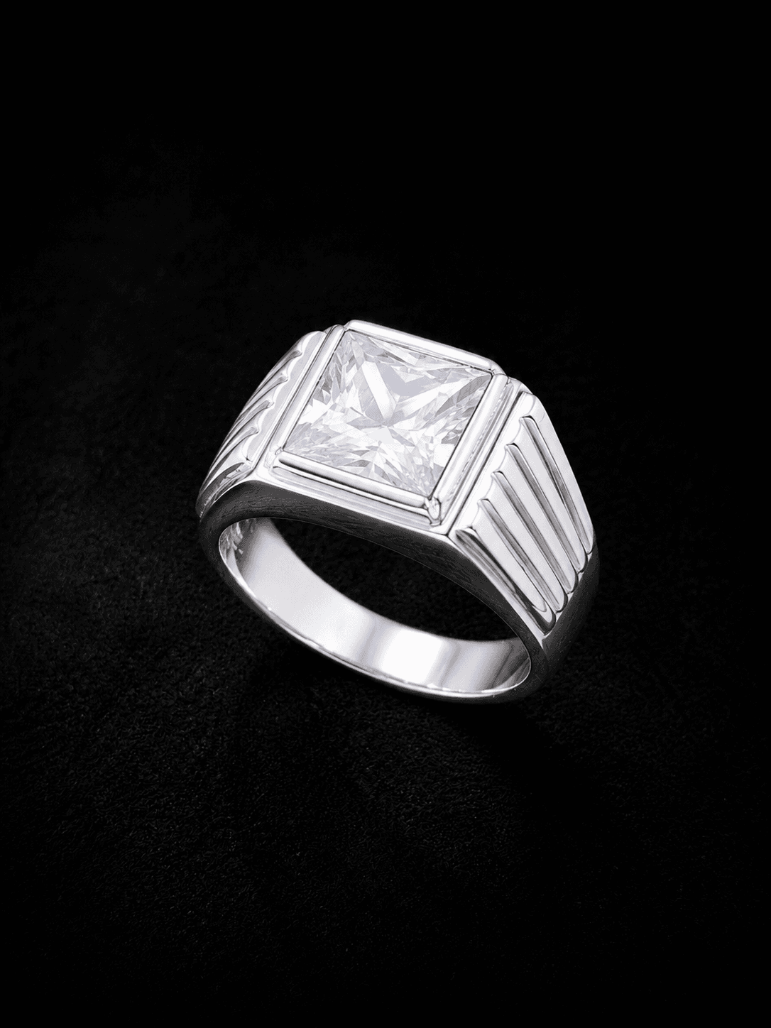 Anillo sello circon plata italiana ley 925